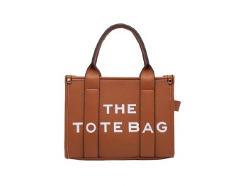 Tote Handbag Small Bag Tan with White Writing
