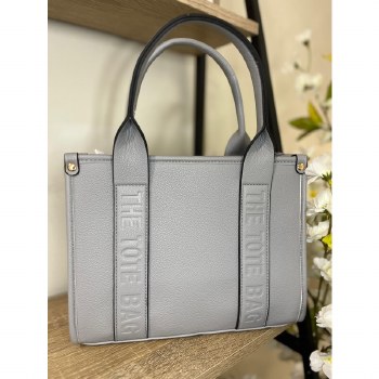 Tote Handbag Embossed Medium Grey