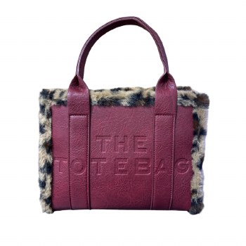 Tote Handbag Small Tote Fur Burgundy