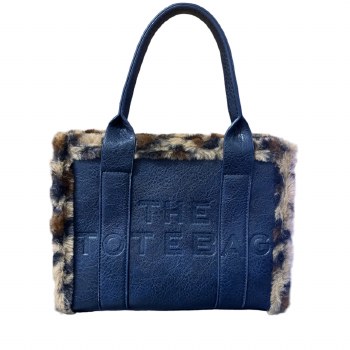 Tote Handbag Small Tote Fur Navy