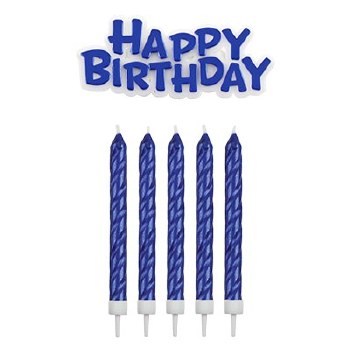 Happy Birthday Blue Candle Set