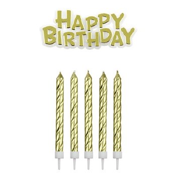 Happy Birthday Gold Candle Set