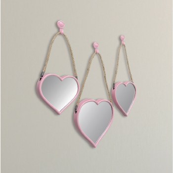 Maison Heart Mirrors Pink Set of 3
