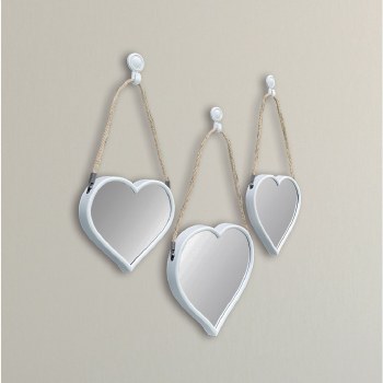 Maison Heart Mirrors White Set of 3