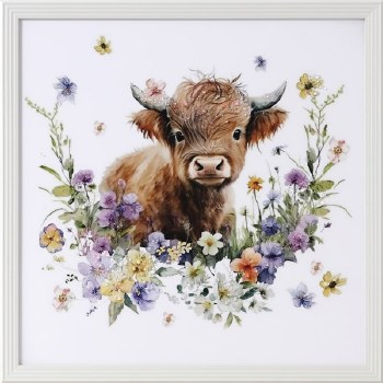 Straits Highland Cow Crystal Picture Right 50cm