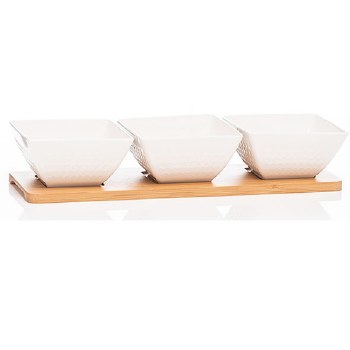 Newgrange Living Honeycomb White Dip Tray Set 3
