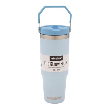 Insulated Mug Flip Straw Blue