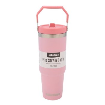 Insulated Mug Flip Straw Pink