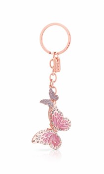 Tipperary Crystal Keyring Butterfly Pink