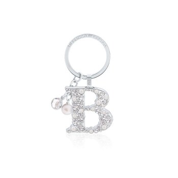 Tipperary Crystal Keyring Letter &quot;B&quot; Pearl &amp; Diamond