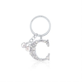 Tipperary Crystal Keyring Letter &quot;C&quot; Pearl &amp; Diamond