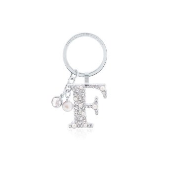 Tipperary Crystal Keyring Letter &quot;F&quot; Pearl &amp; Diamond