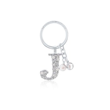 Tipperary Crystal Keyring Letter &quot;J&quot; Pearl &amp; Diamond