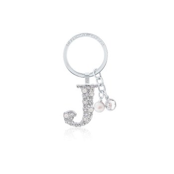 Tipperary Crystal Keyring Letter "J" Pearl &amp; Diamond