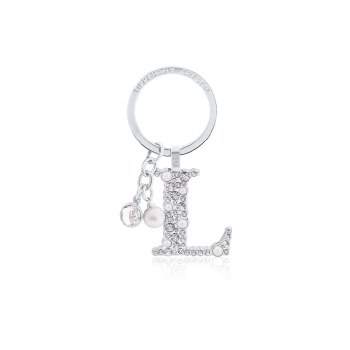 Tipperary Crystal Keyring Letter &quot;L&quot; Pearl &amp; Diamond