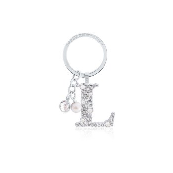 Tipperary Crystal Keyring Letter "L" Pearl &amp; Diamond