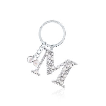 Tipperary Crystal Keyring Letter &quot;M&quot; Pearl &amp; Diamond