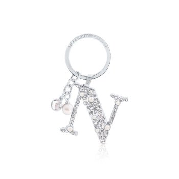 Tipperary Crystal Keyring Letter "N" Pearl &amp; Diamond