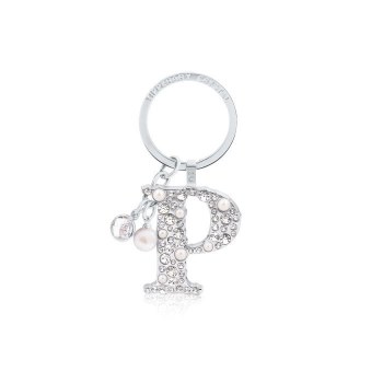 Tipperary Crystal Keyring Letter &quot;P&quot; Pearl &amp; Diamond