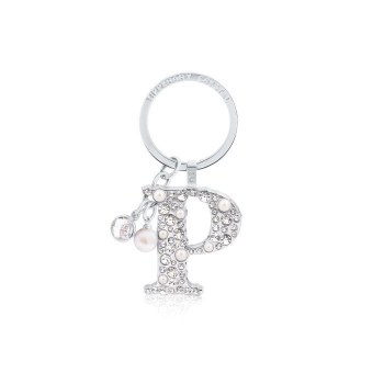 Tipperary Crystal Keyring Letter "P" Pearl &amp; Diamond