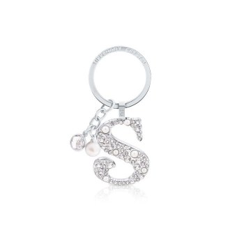 Tipperary Crystal Keyring Letter "S" Pearl &amp; Diamond