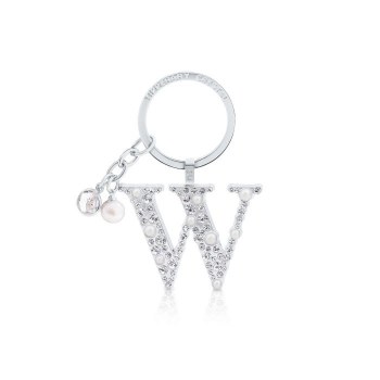Tipperary Crystal Keyring Letter &quot;W&quot; Pearl &amp; Diamond
