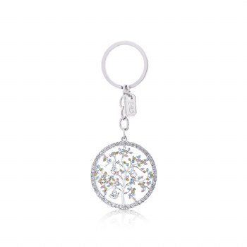 Tipperary Crystal Keyring Tree of Light Silver