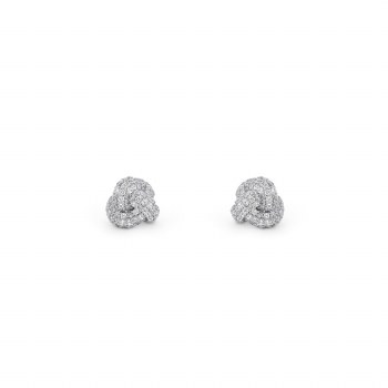 Tipperary Crystal Knot Earrings Pave Silver