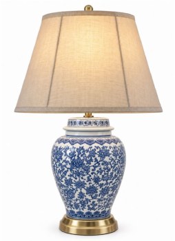 Grange Living Lamp Ceramic Blue Pattern