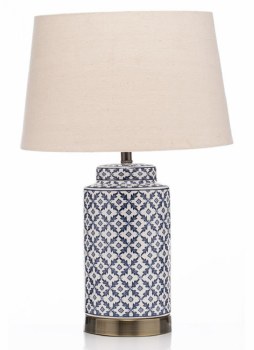 Grange Living Lamp Ceramic Navy &amp; White 57cm