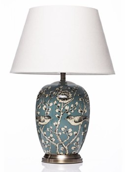 Grange Living Lamp Ceramic Teal Bird