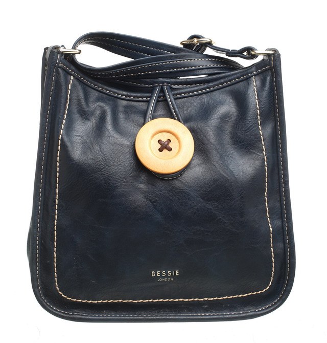 large handbag with button navy