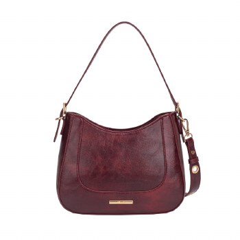 Hampton Handbags Linden Curved Shoulder Bag Burgundy