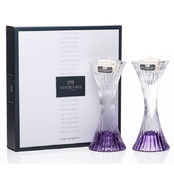 Newgrange Living Mauve Purple T-Light Holder Pair 16cm