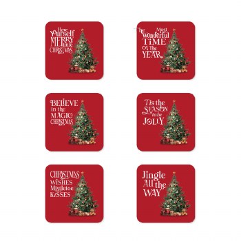 Tipperary Crystal Merry Little Christma Coasters Set of 6