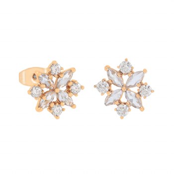 Tipperary Crystal MOH Earrings Flower Stud Gold