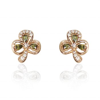 Tipperary Crystal MOH Earrings Shamrock Rose Gold