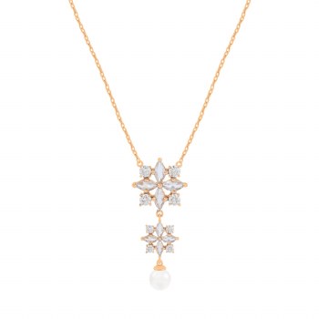 Tipperary Crystal MOH Pendant Flower &amp; Pearl Gold