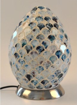 Grange Living Mosaic Egg Lamp Blue &amp; White