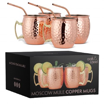 Oak &amp; Steel Moscow Mule Cocktail Mugs Set of 4
