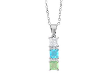 Indulgence Necklace Blue Green CZ Rhodium