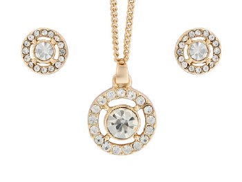 Indulgence Necklace Crystal Gold Set