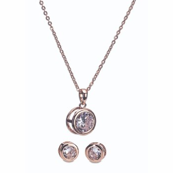 Newgrange Living - Jewellery Rose Gold Large White Stone Necklace &amp; Earrings Set