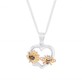 Indulgence Necklace Flower &amp; Bee On Heart