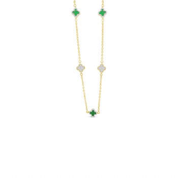 Absolute Jewellery Necklace Gold Fleur Green N2276EM