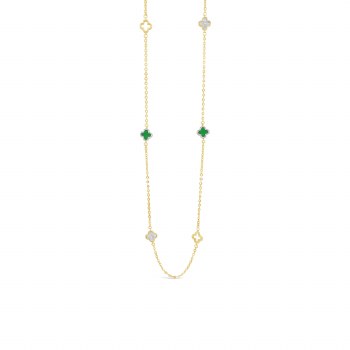 Absolute Jewellery Necklace Gold Fleur Green N2277EM