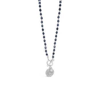Absolute Jewellery Necklace Silver/Midnight Blue N2181MB