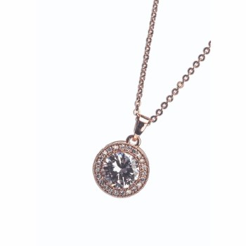 Newgrange Living - Jewellery Rose Gold White Stone &amp; Diamante Pendant Necklace