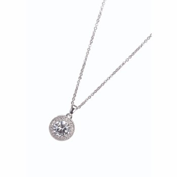 Newgrange Living - Jewellery Silver White Stone &amp; Diamante Pendant Necklace