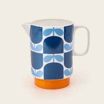 Orla Kiely Block Flower Navy Ceramic Water Jug